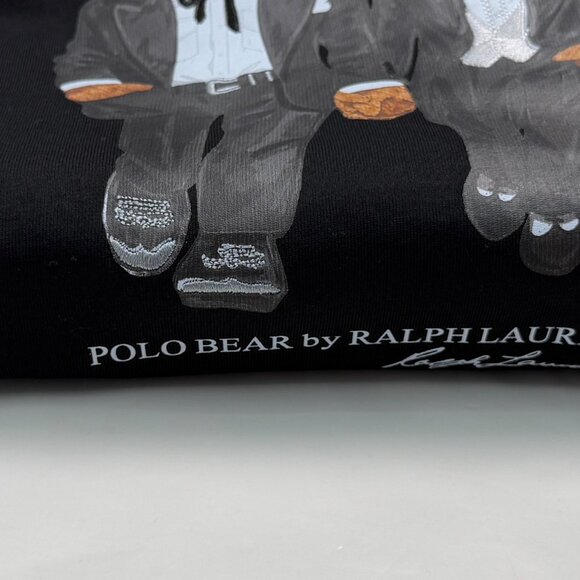 Polo Ralph Lauren Printed bear fleece-lined black hooded sweatshirt - Picture 5 of 6